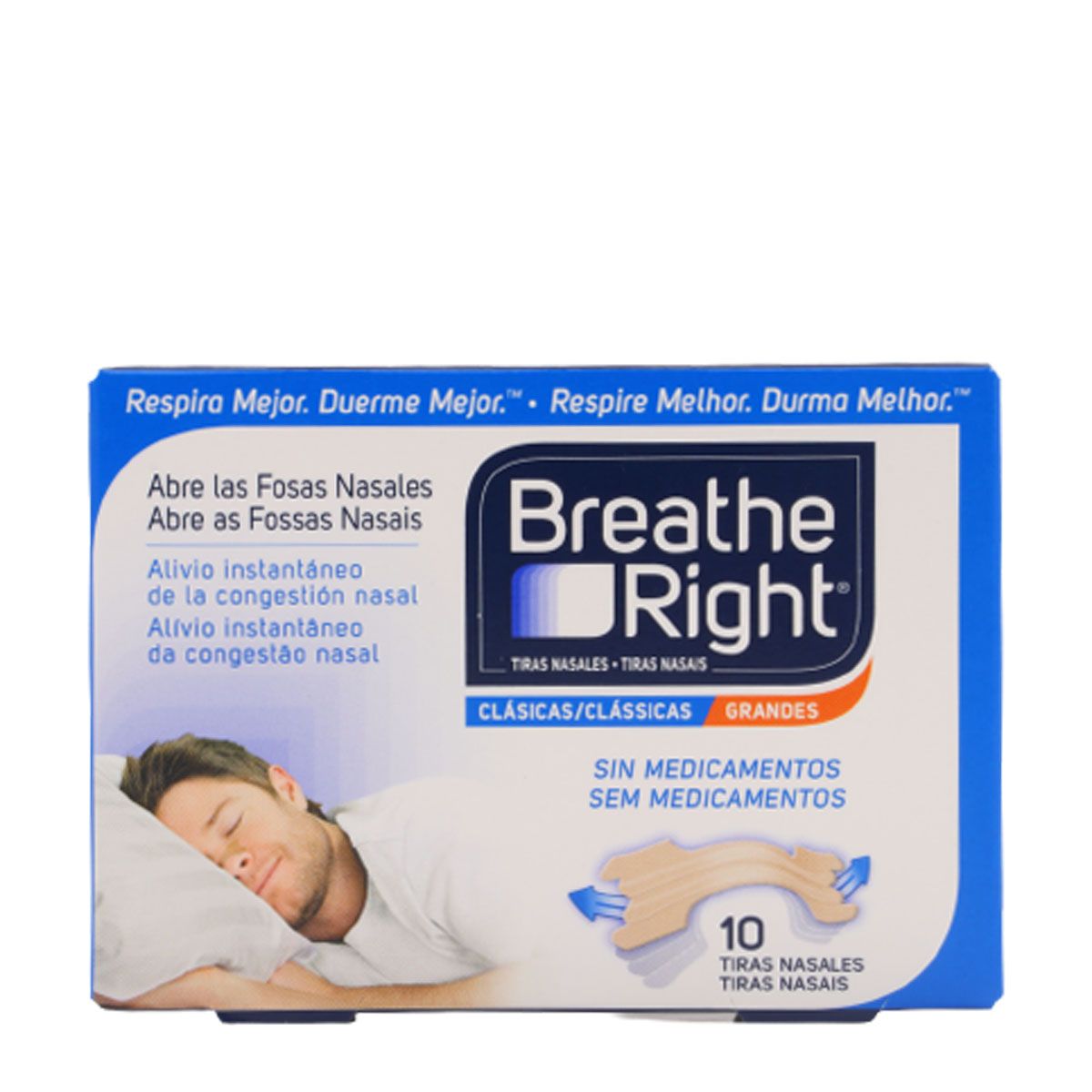 Breathe Right Tiras nasales grandes sin medicamentos Original Tan para  alivio de la congestión nasal, 30 unidades