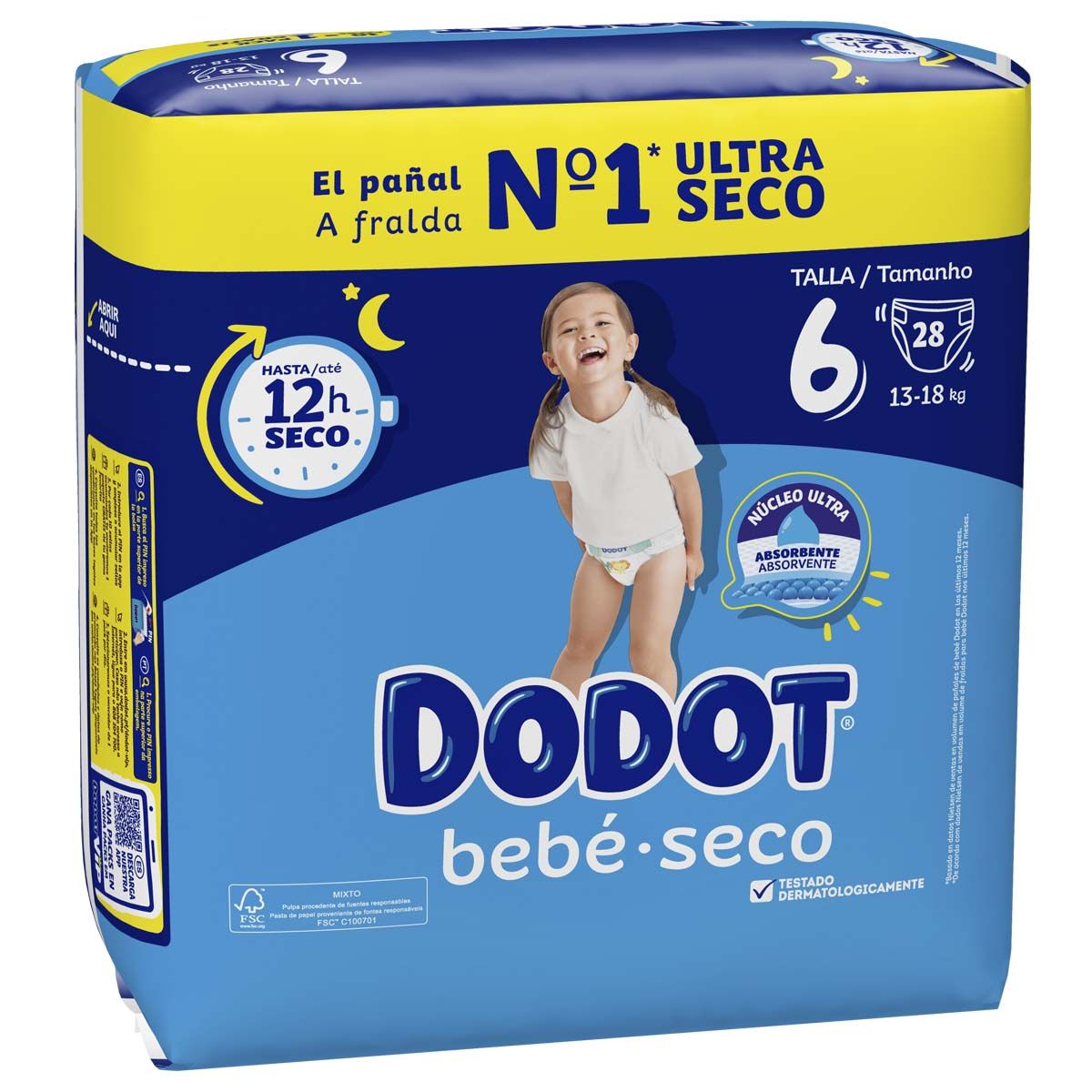 Comprar Dodot bebé seco talla 6 13-18 kg, 28 pañales al mejor