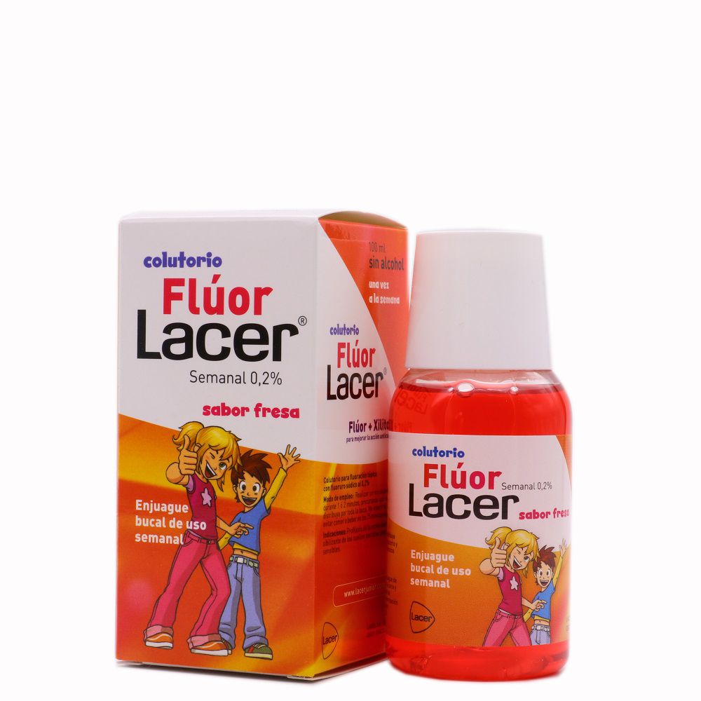 Fluor Lacer Colutorio Infantil Semanal 0.2% Fresa 100ml - Oferfarma