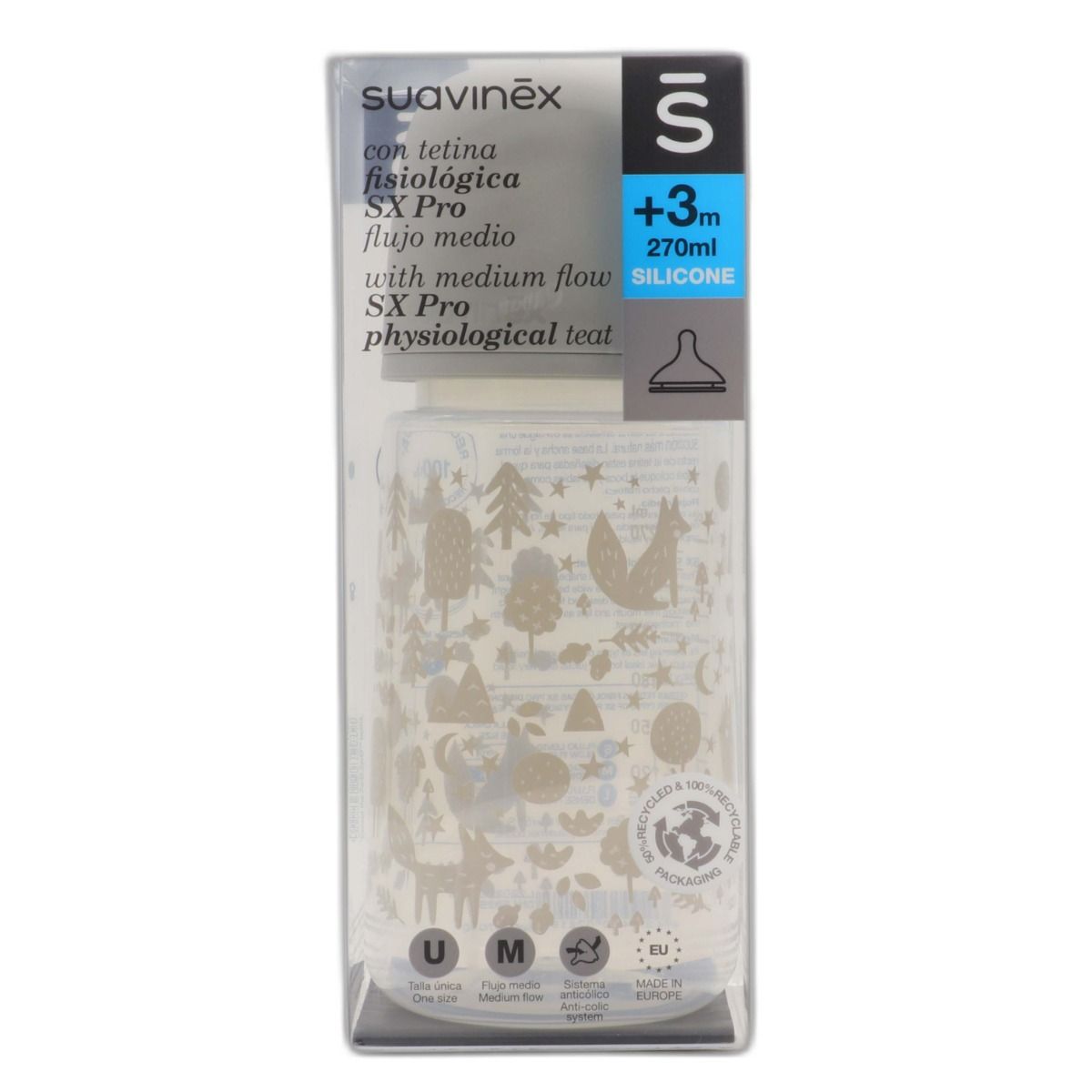 Suavinex Tetina Fisiologica Sx Pro Flujo Medio Silicona +3m 2uds