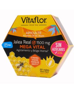 Vitaflor Jalea Real Mega Vital Sin Azúcares 1500mg 20 Viales Bebibles Abre Fácil